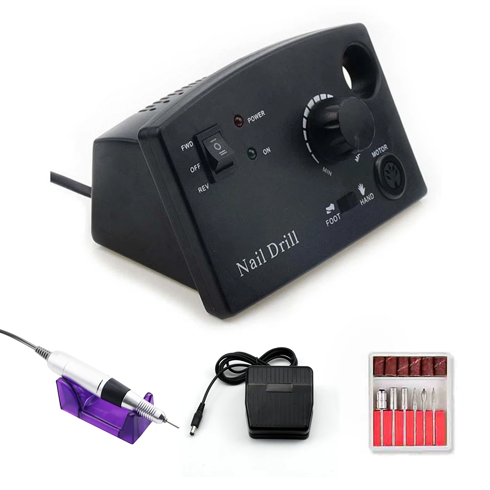 Online 35000 20000 RPM 25 12 W eléctrico taladro clavo manicura máquina pedicura uñas accesorios herramienta de archivo taladro con 6 taladro del clavo poco