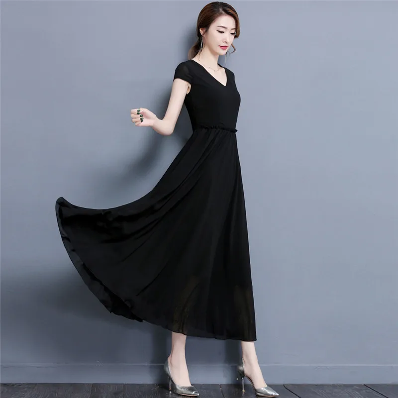 

Marx 2020 Villano black dress women's Chiffon plus large size dress 4XL 5XL Bohemia summer beach dress famale fy531