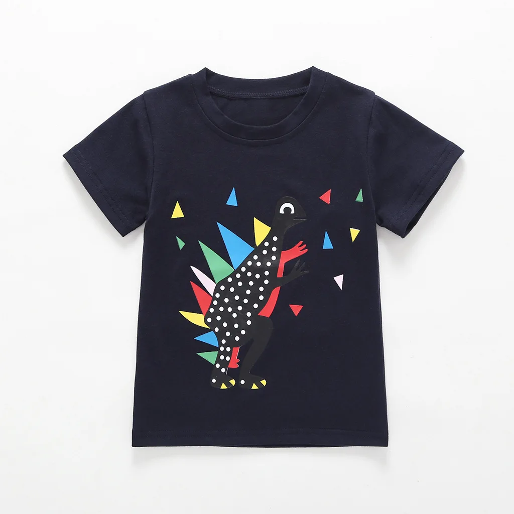 

2019 Europe And America CHILDREN'S T-shirt Short Sleeve Abstract Dinosaur Printed INS Hot Selling AliExpress