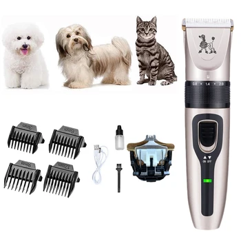 

USB Rechargeable Dog Hair Clippers Grooming Tool Cordless Electric Quiet Hair Trimmer Set for Dogs Cats Pets