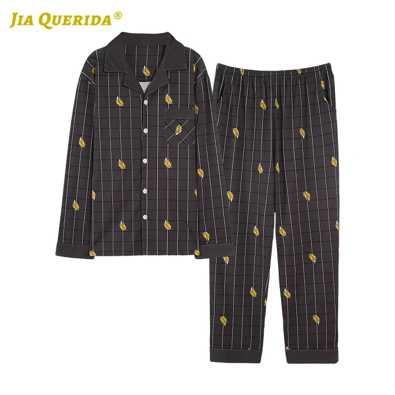 New Pajamas for Couple Chinese Pajamas Front Pocket Long Sleeve Long Pants Pyjamas Men and Women Pajamas Set Pj Set Sleepwear