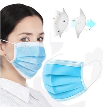 

In Stock!100pcs Adult Women Men 3 Layer Ply Disposable Adjustable nose bridge Facemask Filter mouth Face Breathable dustproof