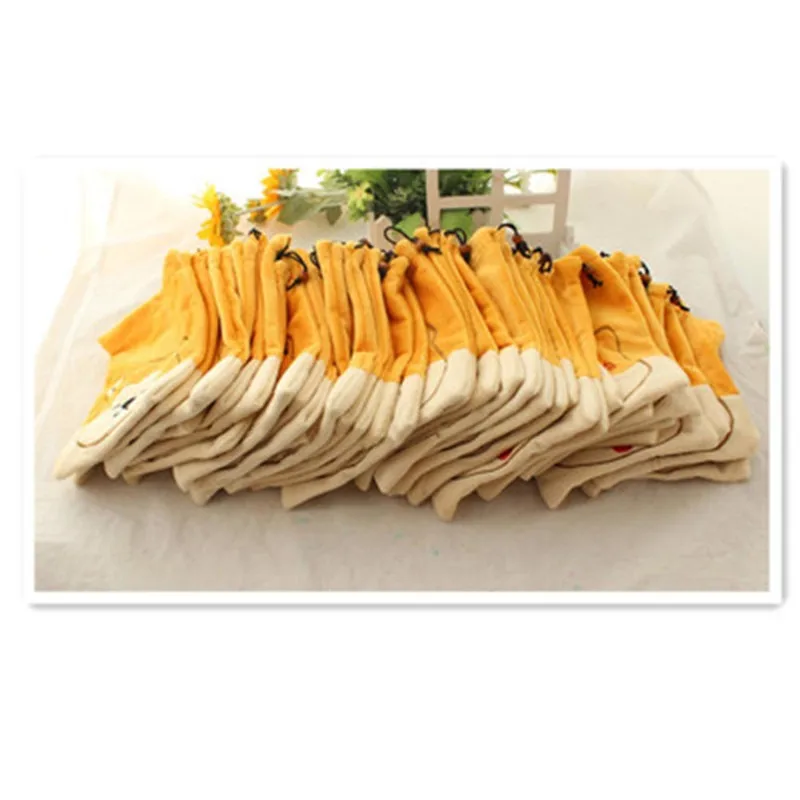 Reusable Shopping Tote Bag Drawstring Bag Cartoon Yellow Plush Soft Stuffed Animals Travel Cosmetic Bag Organizer Purse Pouch