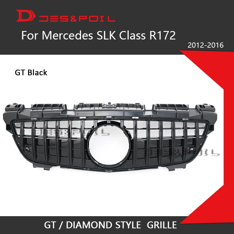 Для Mercedes SLK Class GT Grill R172 Алмазная решетка авто передняя Вертикальная решетка 2012- SLK200 SLK250 SLK300 SLK350 хром черный