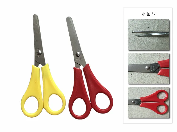 Stainless Steel round-Toe Children Safe Handmade Paper Cutting Students Ruler Scissors with Measuring Yangjiang Source Factory D