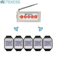 Retekess sistema di chiamata Wireless ristorante cercapersone 5 pezzi TD108 ricevitore orologio + pulsante di chiamata a 5 tasti per fabbrica di cucina