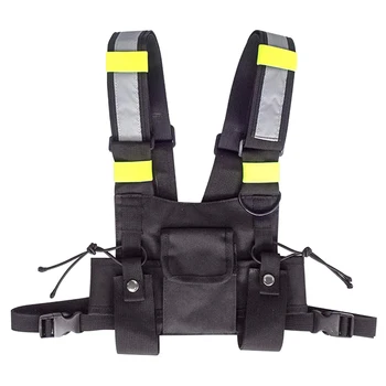

Safety Wear Resistant Nylon Hiking Adjustable Buckle Tactical Vest Chest Hunting With Pockets Reflective Strap Outdoor Camping
