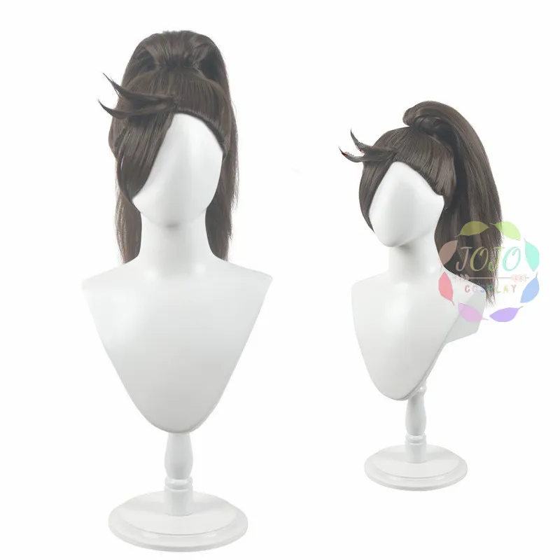 

LOL True Damage Yasuo Ponytail Brown Long Cosplay Heat Resistant Synthetic Hair Carnival Halloween Party + Free Wig Cap