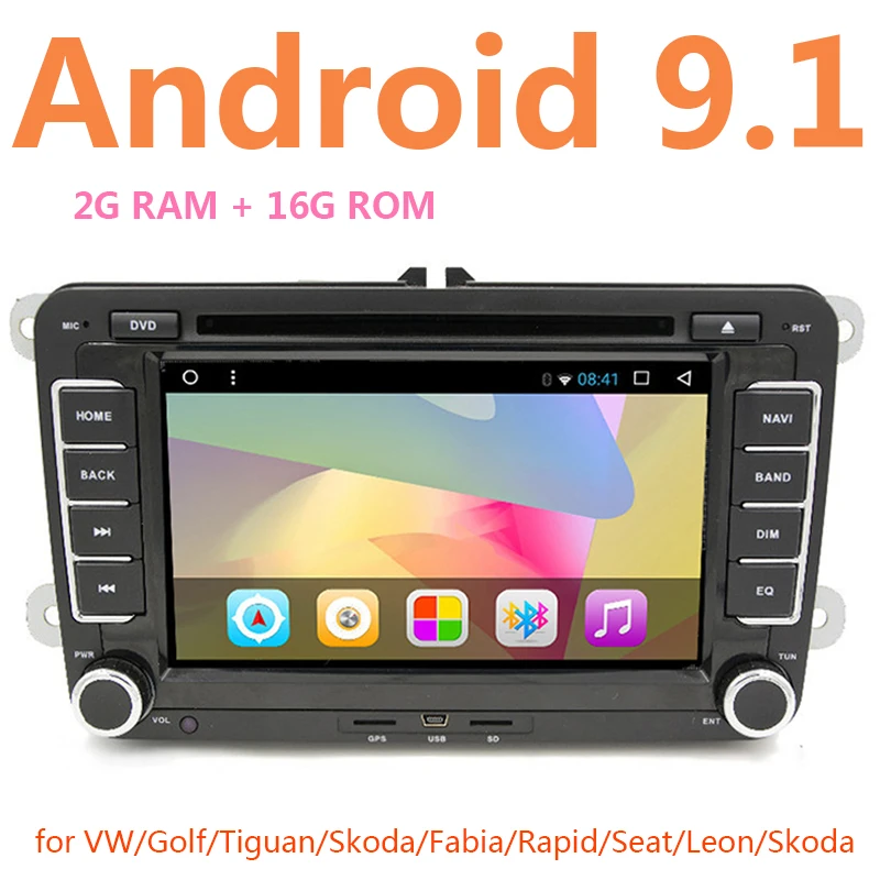Android 9,1 2 Din Автомобильный мультимедийный dvd-плеер Авто Радио 2+ 16 USB SD gps для VW Golf Tiguan Skoda Fabia быстрая для сиденья Leon Skoda 47