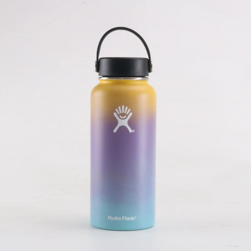 Gradient 2 Гидро термос бутылка для воды Нержавеющая сталь бутылка для воды с вакуумной изоляцией из нержавеющей стали с широким горлышком путешествия Портативный Термальность бутылка 32 унций/40 унций - Цвет: Gradient 2
