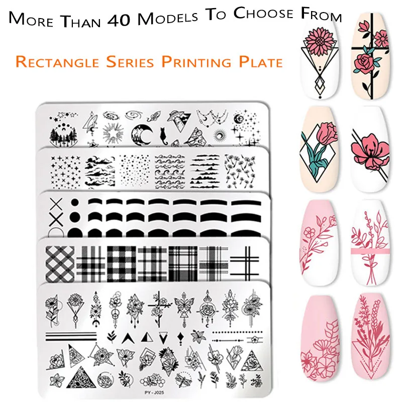Nail Art Stainless Steel Printing Plate Blue Film Steel Plate Geometric Flower Series Painted Printing Transfer Template Nails