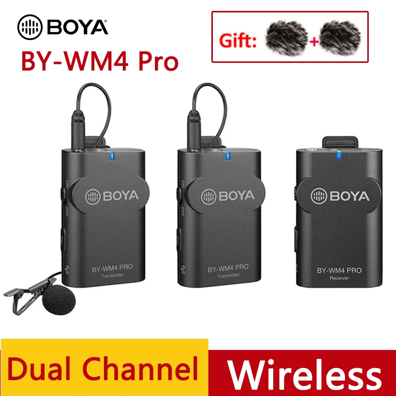 BOYA BY-WM4 Pro K1 K2 петличный микрофон Микрофон для DSLR камеры телефон Двухканальный беспроводной микрофон система передатчик