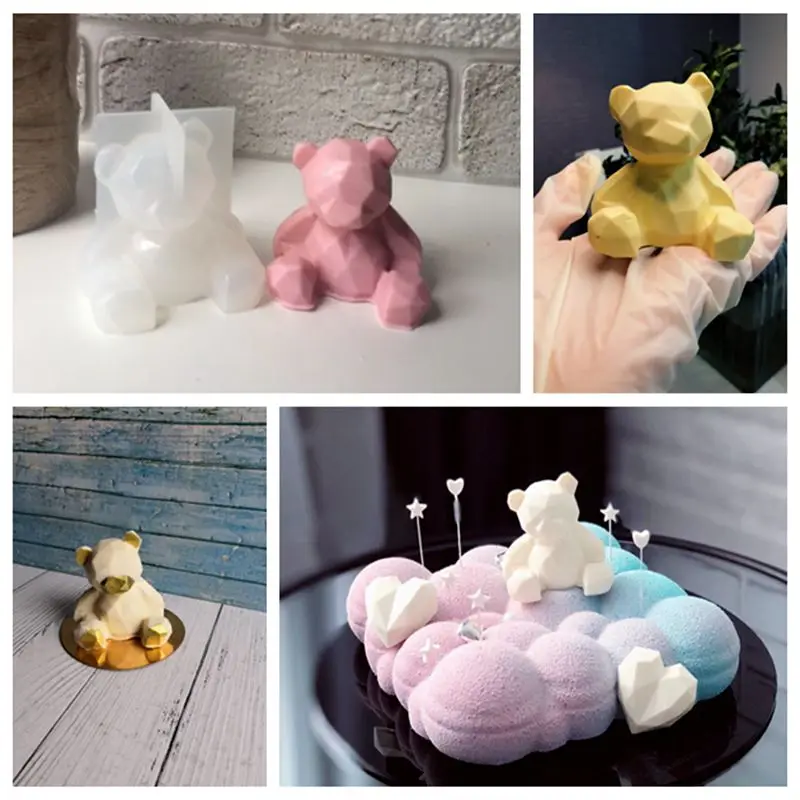 Mold DIY Ornament-Mold Cake-Decoration-Tools Geometry 3d Silicone Bear Deer Stereo Cat