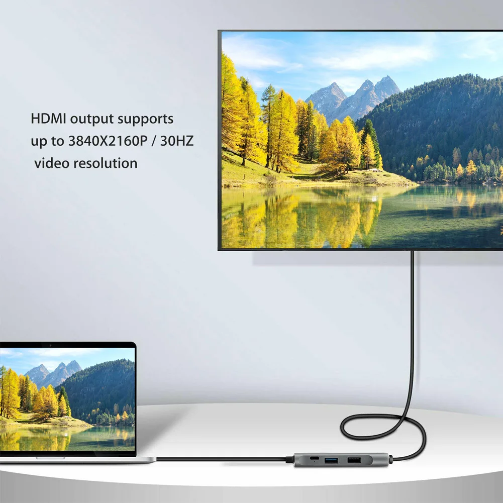 4 в 1 usb type-C концентратор к 4K HDMI USB 3,0 зарядка PD адаптер для Macbook Pro ноутбук ПК WIF66
