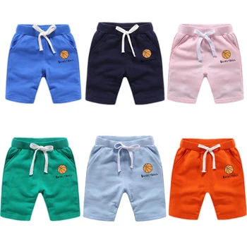 

Summer New Arrival Baby Boys Clothes Casual Kid Sports Pants Pure Color Soft Trousers Basketball Pattern Cotton Shorts For Boys