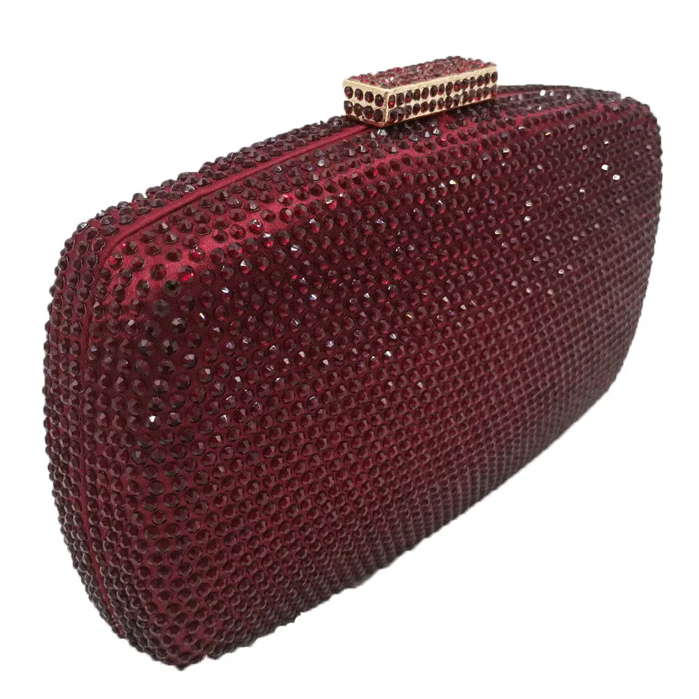 Boutique De FGG, женские вечерние сумки и клатчи цвета красного вина с бриллиантами, женские свадебные коктейльные сумочки с кристаллами, вечерние сумочки