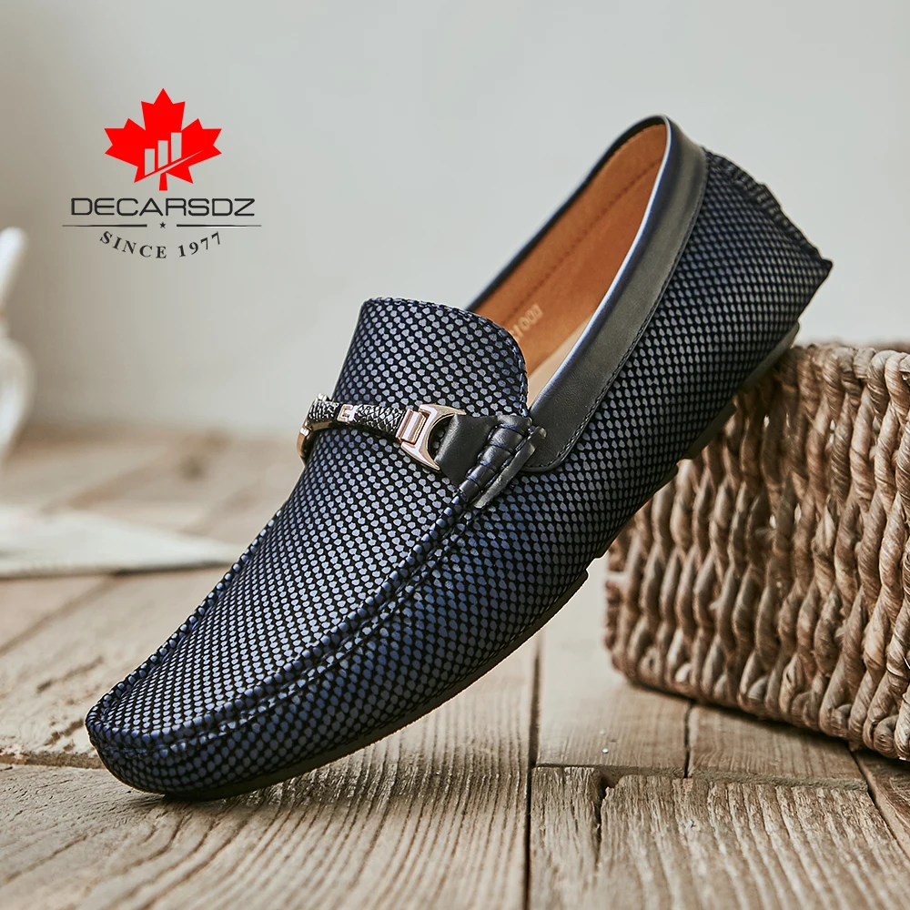 DECARSDZ-zapatos planos de cuero para hombre, mocasines a la moda, cómodos, clásicos, informales, para otoño, 2021