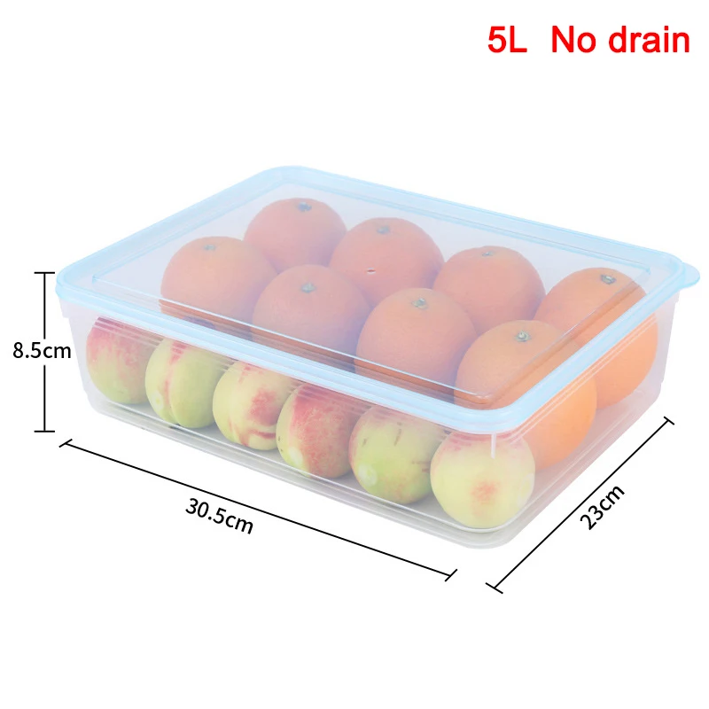 5L No drain Transparent Storage Box Large Capacity Food Storage Box Plastic Food Egg Fruit Sealed Box JAN88 - Цвет: 5L No drain