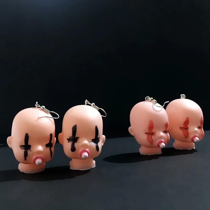 

Cute Teat Sleeping Baby Drop Earrings Trendy 2021 Funny Mini Kawaii Nipple Doll Head Earring for Women Resin Dangle Jewelry Gift