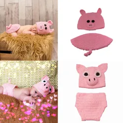 Accessoires de photographie pour nouveau né, tenue rose en Crochet, 2 pièces/ensemble 
