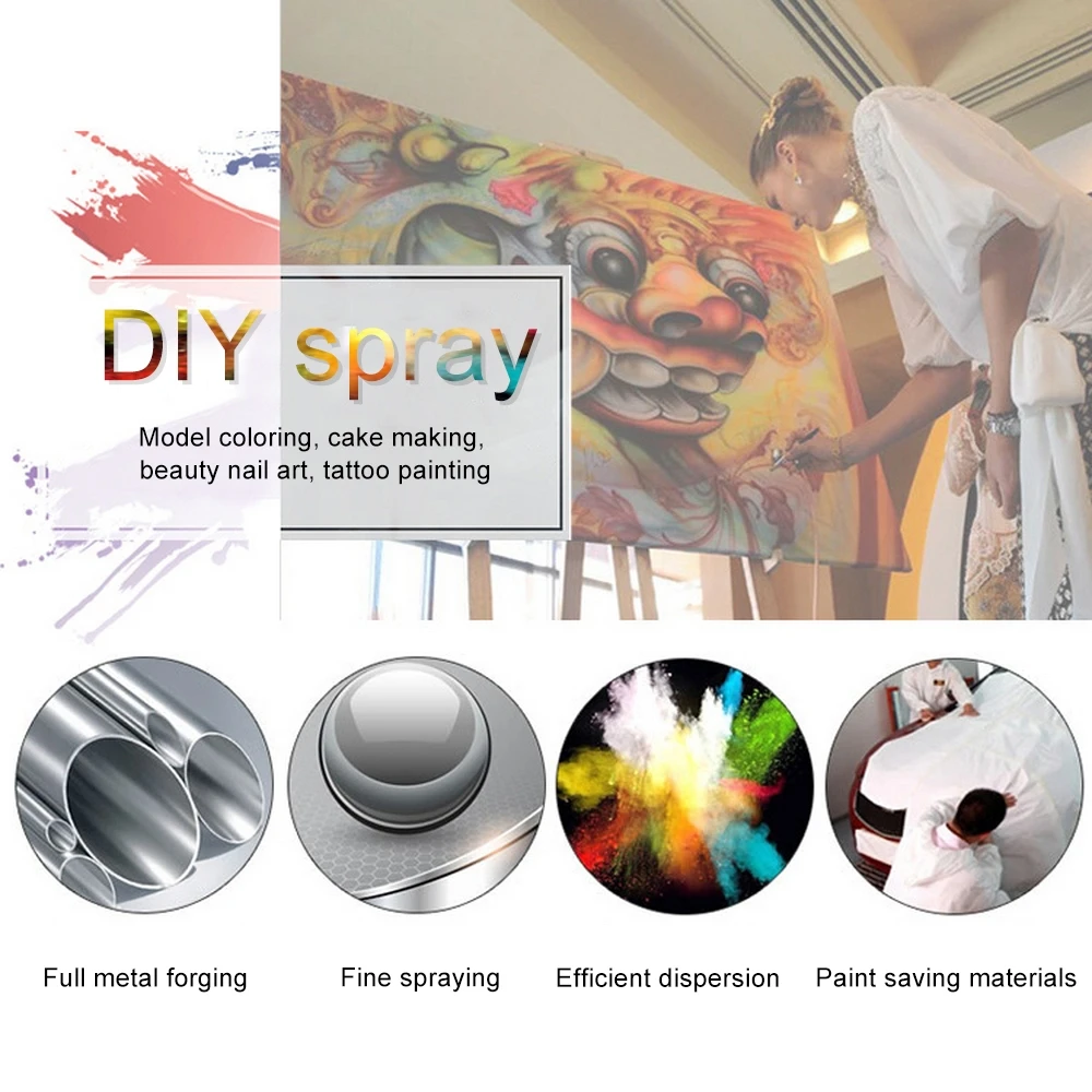  Mini Dual Action Airbrush with Compressor Kit Portable Air Brush Paint Spray Gun For Nail Art Desgi