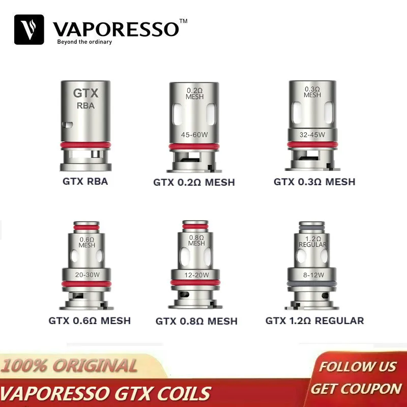 Оригинальная сетчатая катушка Vaporesso GTX 0.2ohm 0.3ohm 0.6ohm 0.8ohm RBA головка атомайзера для