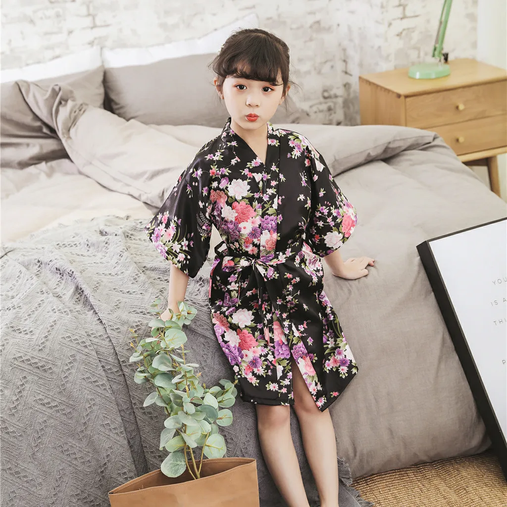 SAGACE jurk meisje Robe Mariage Enfant Vetement FILLE, детский банный халат, детская одежда для девочек, однотонные, шелковые атласное кимоно; наряд, одежда для сна, одежда подходящий для детей обоих полов, roupao infantil