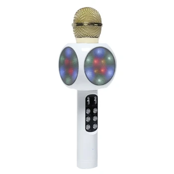 

Wireless Bluetooth Ktv Speaker Mini Home Mic Microphone Fashion Flash Led Light Handheld Microphone For Mobile Phone Music Playe