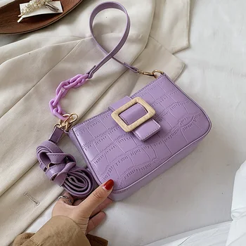 

Acrylic Chain Designer Small PU Leather Crossbody Bags for Women 2020 Branded Trend Shoulder Handbags Female Travel Hand Bag