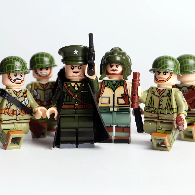 Oenux WW2 мини США армейские солдаты фигурки с оружием Модель Строительный блок кирпич Совместимость с игрушка конструктор для детей