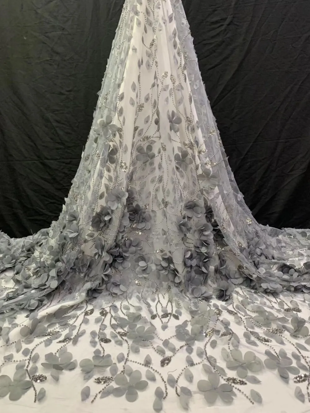Новое зеленое и Золотое Африканское 3D вышитое Сетчатое кружево, роскошное, ручная работа, стекло, бисер, край, королевские ткани