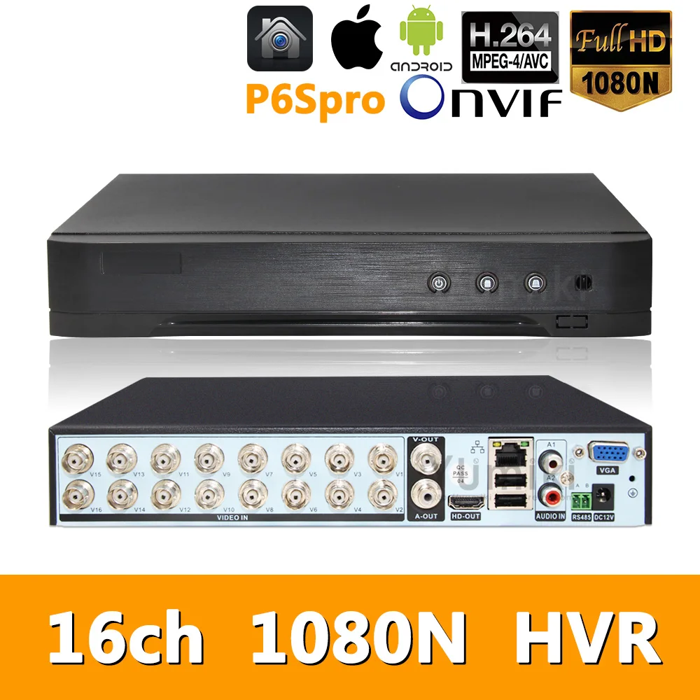 5в1 16ch* 1080N AHD HVR наблюдения безопасности видеорекордер наблюдения гибридdvr For1080P/720 P аналоговый AHD CVI TVI IP камера P6SPRO