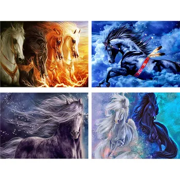 

5d DIY Diamond Painting Animal Horse Full Drill Square DIY Diamond Embroidery Fantasy Cartoon Mosaic Image Home Decor Gift Y11