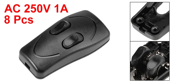 Black 8 Qty Uxcell 1/2/5/8 шт. Кулисный Переключатель Встроенный шнуровой выключатель AC 250V 1A дуплекс ВКЛ-ВЫКЛ проходной для Спальня Настольный светильник черного и белого цвета - Цвет: Black 8 Qty