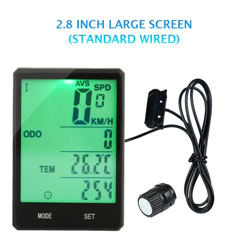 Green Wired INBIKE Водонепроницаемый Большой экран велосипедный компьютер 2,8 ''беспроводной Велосипедный компьютер Спидометр Одометр велосипедный измеримый секундомер - Цвет: Green Wired