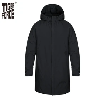 

Tiger Force Business Casual Spring Parkas Men Thick Jacket Male Hooded Outerwear Clothes Cotton Padded Overcoat Black Plus size