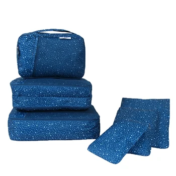 

6pcs/set Storage Bag Clothes Organizer Portable Scratch Resistance Waterproof Print Travel Multifunctional Zipper Oxford