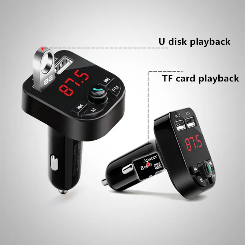 Fm-передатчик Bluetooth Автомобильный MP3-плеер громкой связи телефон U диск сигарета 3.A быстрое зарядное устройство адаптер прикуривателя для МУЗЫКИ TF