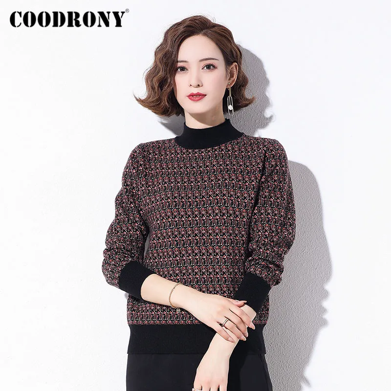 COODRONY Brand Striped Stand Collar Knitwear Female Jumpers 2020 Winter Casual Slim Pullover Sweaters Women W1099