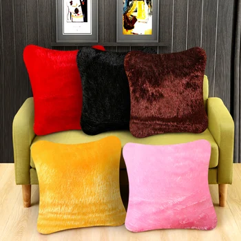 

Plush Pillowcase Soft Comfortable Fluffy Solid Plush Square Sofa Cushion Cover Living Room Bedroom Sofa Home Decoration