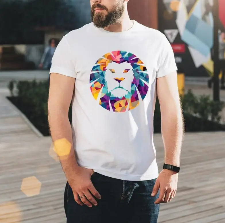 

Man Short Sleeve T shirt 3d Originality King lion Printing Round Neck Self-cultivation Male top