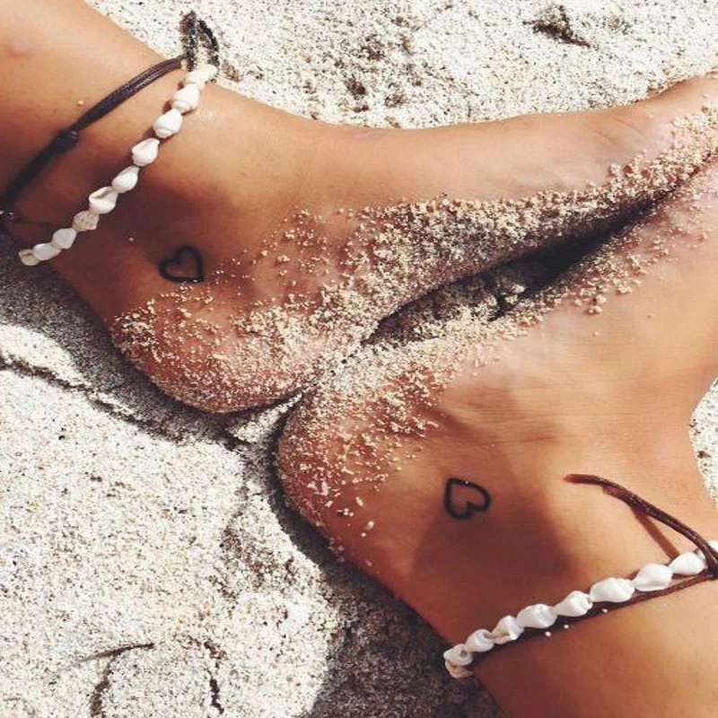 

Europe And America Summer Day Beach-Style Natural Conch Shells Handmade String System Anklet Knot Cotton Thread 2 Pieces Foot Or