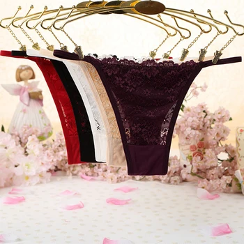 

Sexy Underwear Bandage Thogngs Women's Ultra-thin Lace G-string Panties Low Waist Elastic Strap Briefs majtki damskie