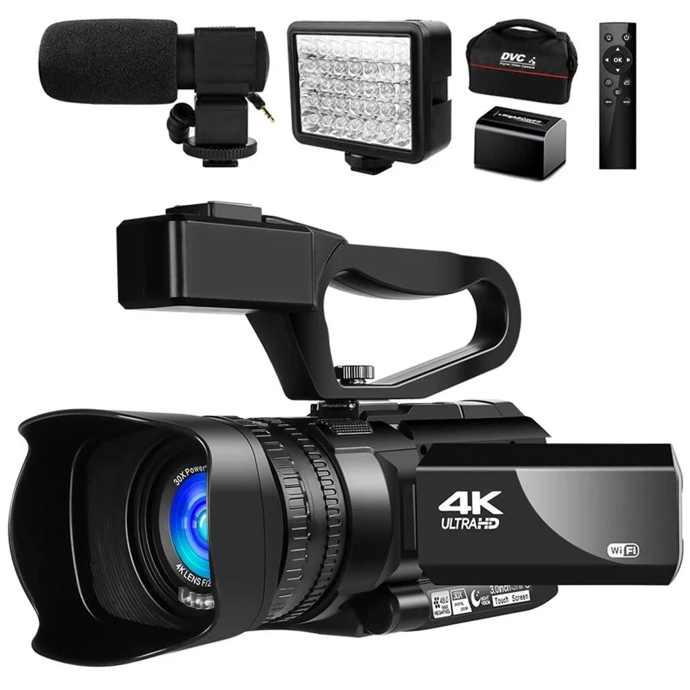 Videocámara 4K 2021 para Youtube, cámara grabadora con pantalla táctil de 3,0 pulgadas, WIFI, 48MP, Zoom Digital 30X