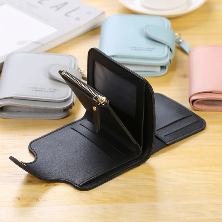 

Europe And America Clutch Short Women's Wallet Korean-style Multi Card Bit Buckle Dull Polish Purse Students Wallet Women's