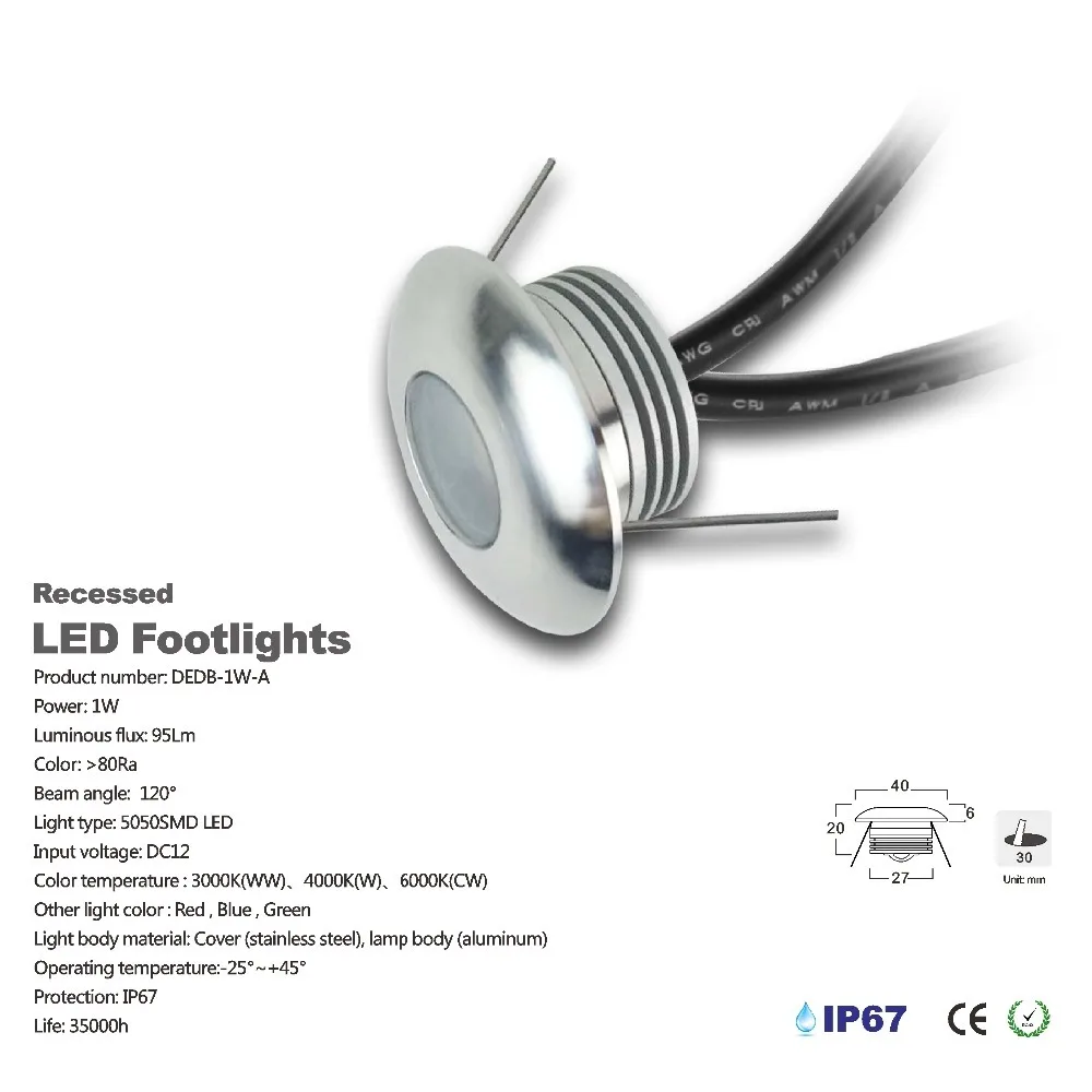 LED Deck Light IP67 Waterproof Outdoor Underground Lamps DC12-24V Corner Wall Lamp 1W Stair Light Step Lighting (7)