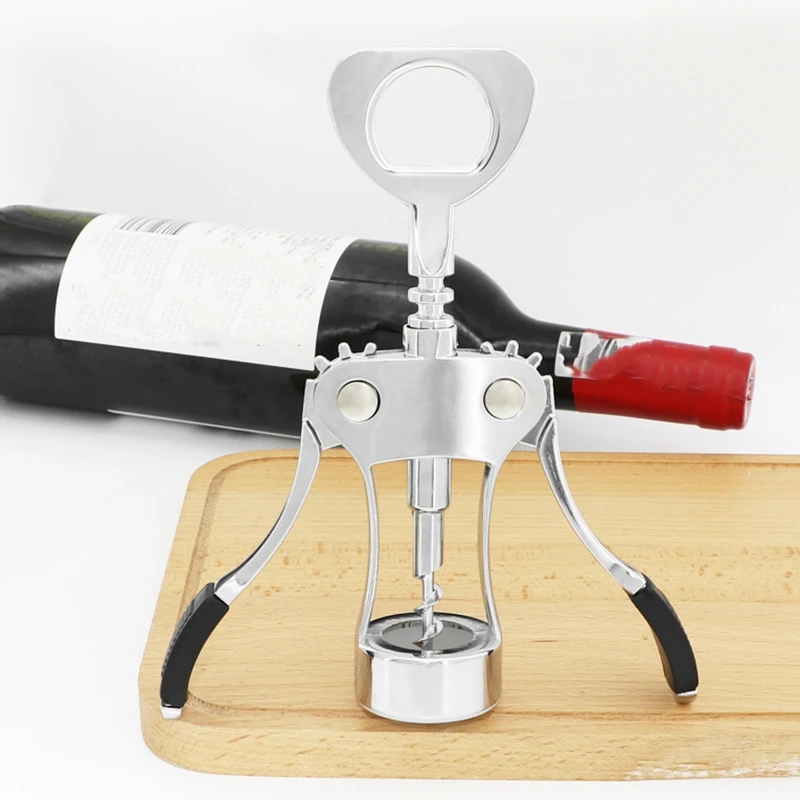 Botique-Wine Bottle Opener Handle Pressure Corkscrew Red Wine Opener Kitchen Accessory Bar Tool Professional stainless steel