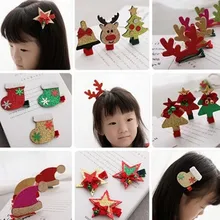 Милый Рождественский Блестящий большой рога шляпа заколка для волос для маленьких девочек шпильки многотипная заколка перчатка дерево i