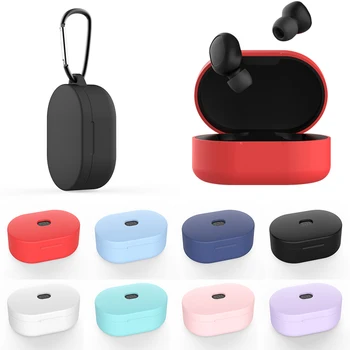 

Silicone Earphone Case for Xiaomi Mi Redmi Airdots Protective Shockproof Cover TWS Wireless Bluetooth Charging Bin Box Carabiner