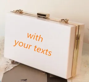 white w texts Персонализированная Сумочка-клатч для невесты, свадебная акриловая сумка через плечо, подарочная сумочка для подружки невесты, вечерняя сумочка-клатч - Цвет: white w texts
